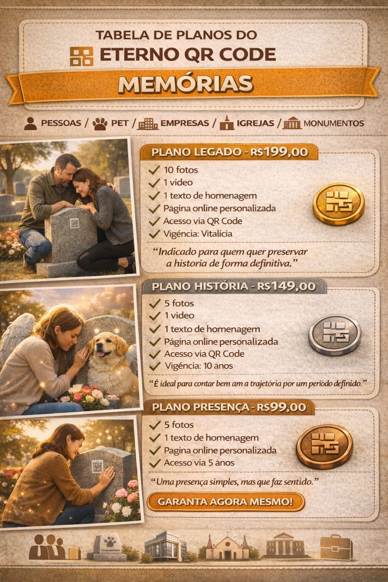 Memória de Eterno QR Code - Plataforma On Line